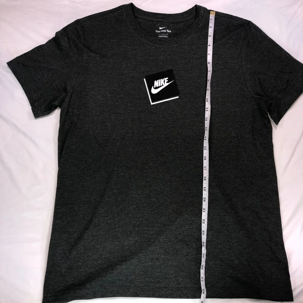 Nike Mens Graphic T-Shirt Charcoal Heather Grey Square Logo Tee Large 00675